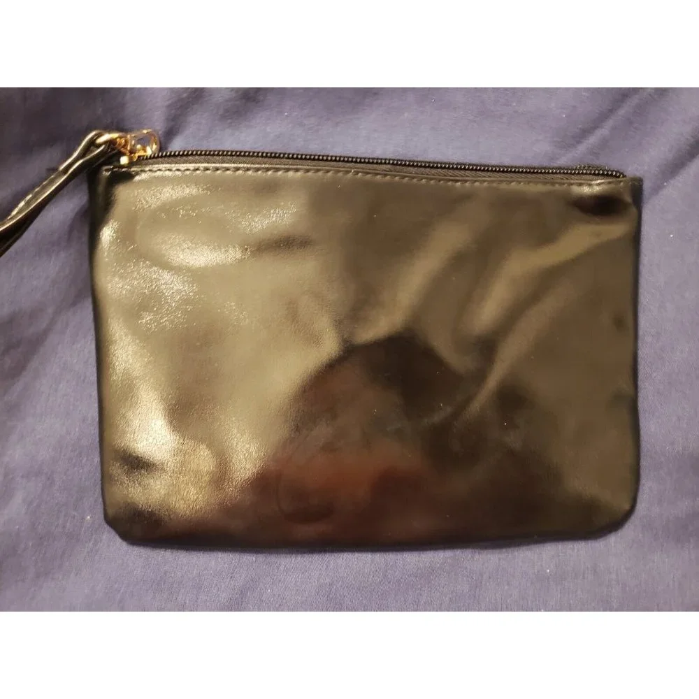 VICTORIA'S SECRET BLACK SEQUIN‎ CLIP ON MINI BAG MAKEUP COSMETIC PENCIL POUCH
